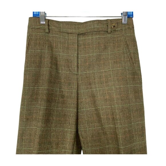 PIAZZA SEMPIONE Plaid New Wool Spandex Capri Cuffed Pants Italy Brown Sz S 78-3 - Picture 3 of 12